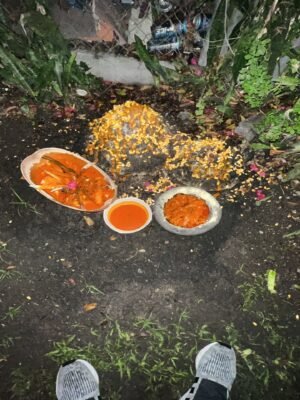 Boconon béninois exécutant une offrande aux divinités Vodoun pour purification et désenvoutement d’un client en France ou Belgique