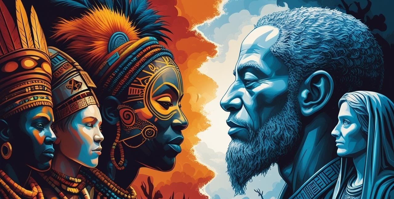 Comparaison visuelle entre spiritualité africaine et occidentale